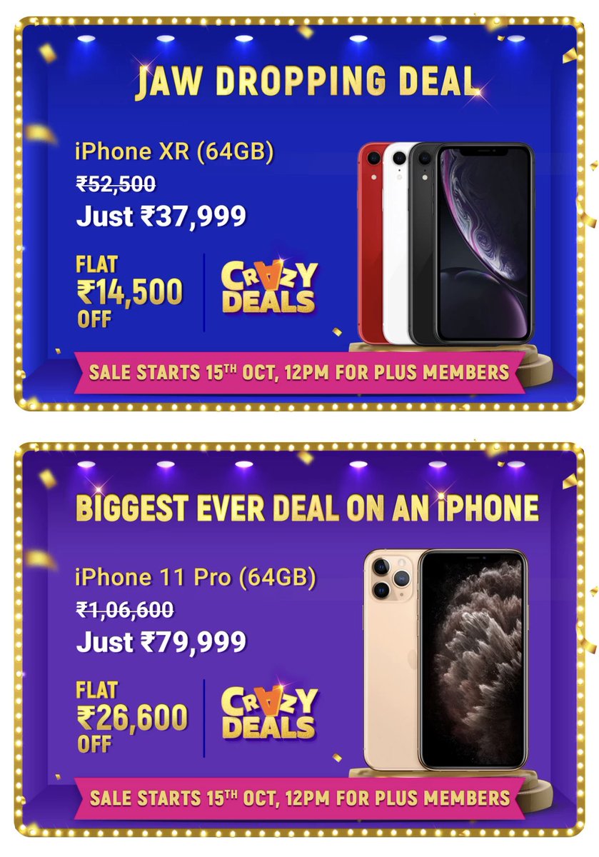 Ishan Agarwal Amazon And Flipkart Have Unveiled Their Diwali Festive Season Sale Offers On Iphones Flipkart Big Billion Day Iphone Se 25 999 Iphone Xr 37 999 Iphone 11 Pro 79 999 Amazon