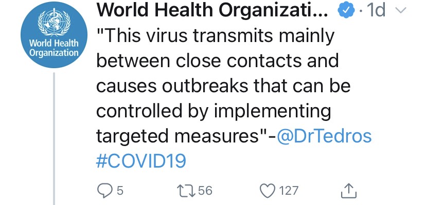 Do you mean close contacts within families and homes and not so much between passing-by strangers on the streets? So we shouldn't have locked down cities & imprisoned populations in close contact indoors? 9/n