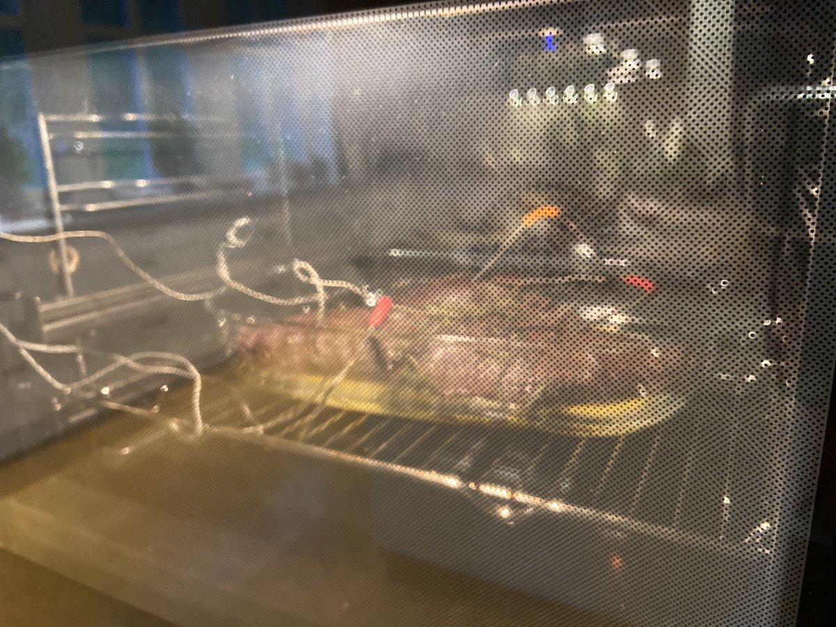 kammarstrateg's tweet photo. Av min svåger iGrill3-spettad älgfilé med kantarellsås och råstekta jordpäron. Resultatet kanske kommer i senare tweet. #älgjakt2020 #älgjakt2019 #frysbox https://t.co/Sl9OE4m8ZV