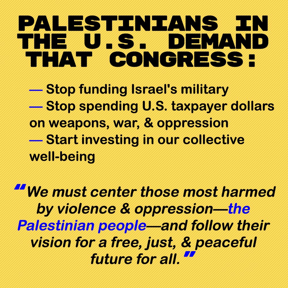 MPower_Change's tweet photo. BREAKING—Dozens of Palestinian leaders in the U.S. backed by 65+ movement orgs release letter to Congress demanding they end military funding to Israel &amp; #InvestInJustice for our communities

Send a tweet asking your reps to support their demands NOW ➡️ https://t.co/snAocFpusX https://t.co/URyRjZec9f