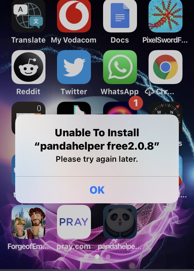 Sebastian1X1X's tweet photo. @Pandahelperios Won’t install https://t.co/TCgVwpS73G