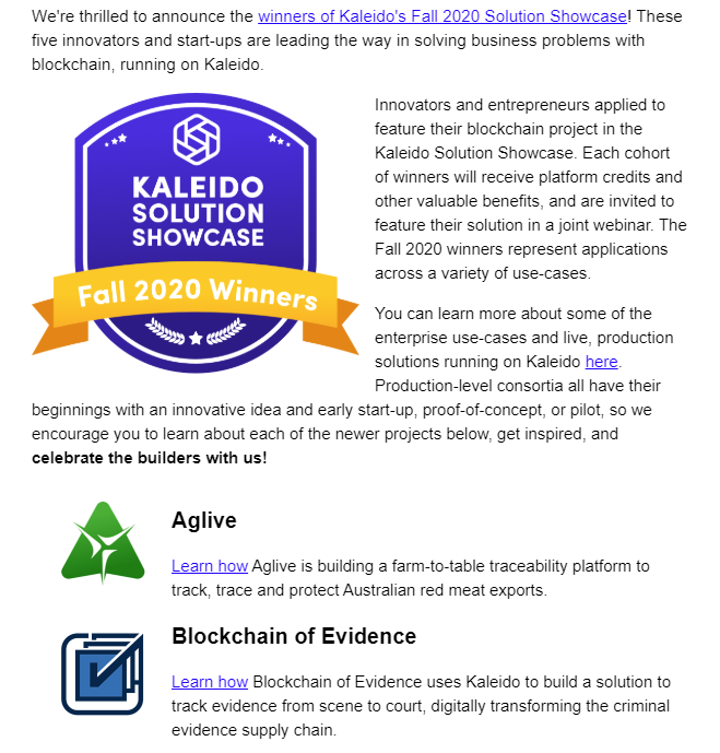 Blockchain of Evidence is so proud to have been selected in another showcase win!! That's two showcase wins in as many years! Join us in our celebration!! Together we can end the scourge of false convictions worldwide. blockchainofevidence.org for more information.