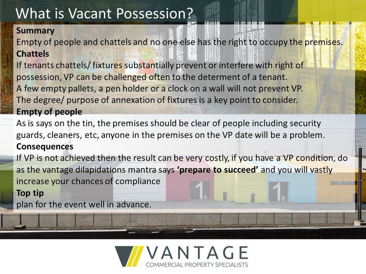 Vantagecon's tweet image. At present we have a lot of dilapidation work coming through, many of these jobs relate to the need to provide vacant possession- here is some information to help!

#vantagecon #dilapidations #dilaps #landlordandtenant #rics #buildingsurveying #vp