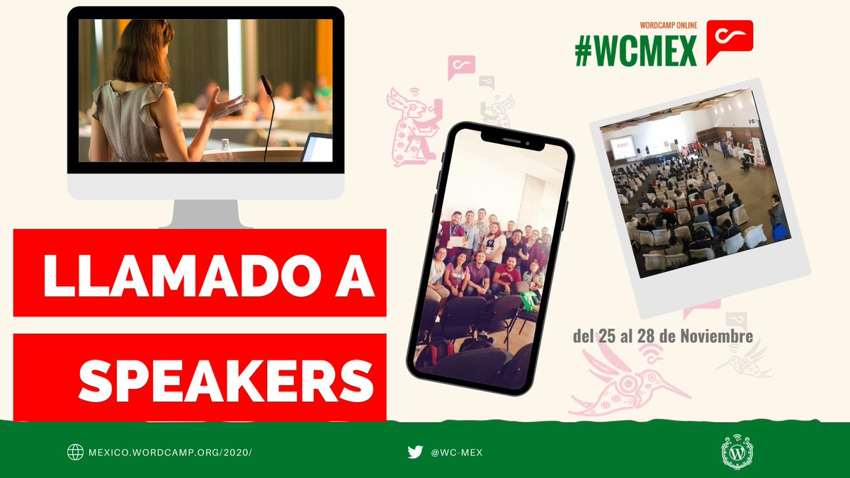 ¿Ya mandaste tu propuesta a #WCMEX?
No te quedes fuera, comparte tu conocimiento o especialidad sobre algún entorno de WP
Hoy, último día para que te inscribas como #speaker
¡No te quedes fuera y aplica ya! 👇
  💻bit.ly/wcmexspeakers