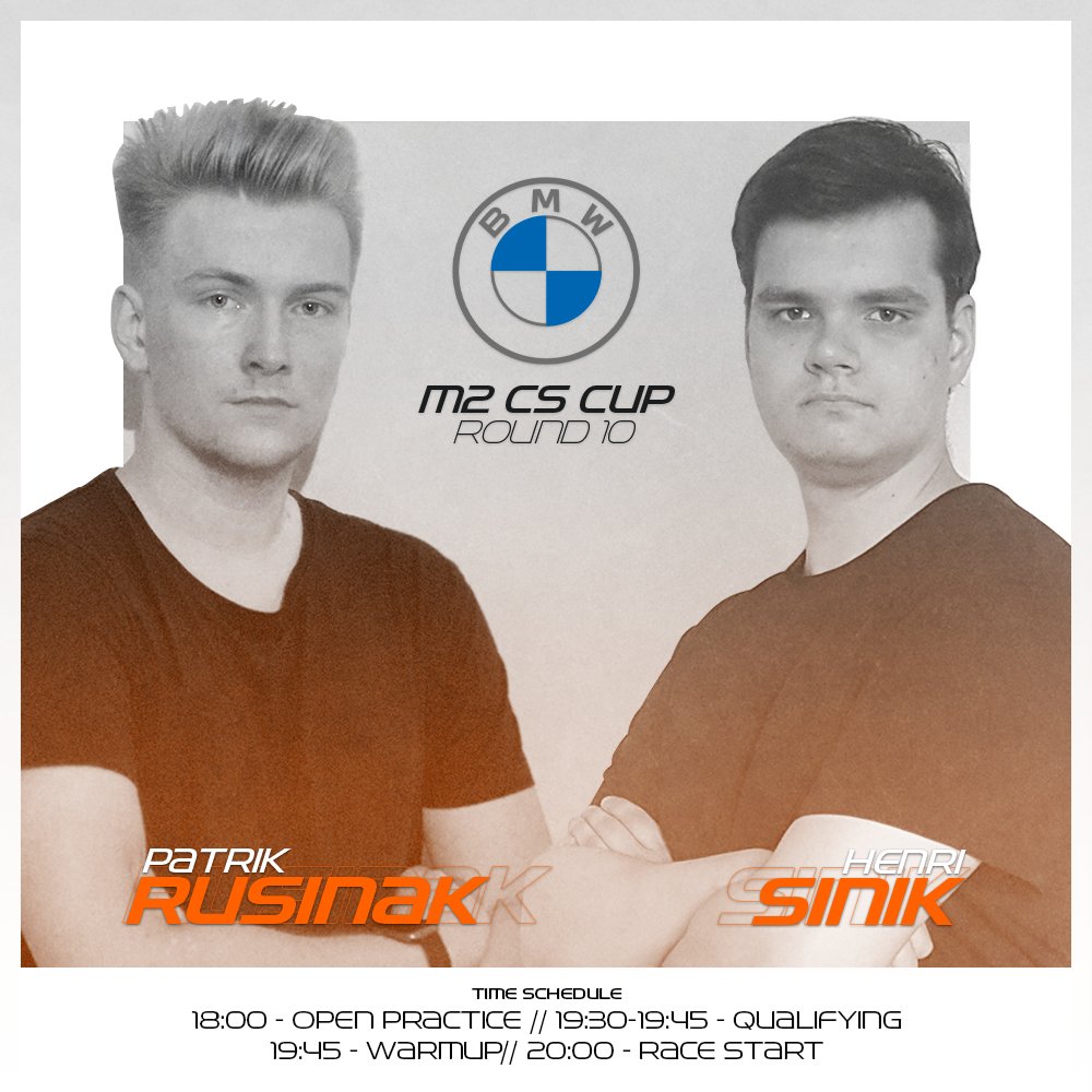 🇸🇰 Patrik Rusinak &amp; 🇪🇪 Henri Sinik will represent us tonight in the final race of the <a href="/BMWMotorsport/">BMW M Motorsport</a> M2 CS Sim Cup...

Keep an eye out for our boys!

⏱️ 20:00 (CEST)
📺 youtube.com/watch?v=Mw4YTB…

#BMWSIM | #DrillersSeason