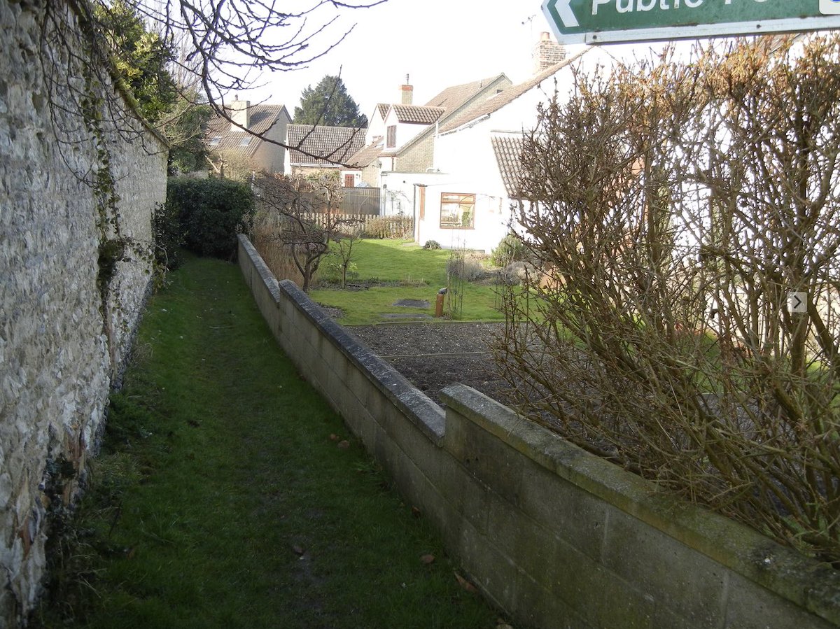 24. That footpath - once the catchwater - can be followed most of the way along Coates Drove to the house-filled depression (B) at the bottom of Pound & Church Lanes. It, too, was once a basin for boats, & the public footpath & the drove lie on the banks that once defined it.