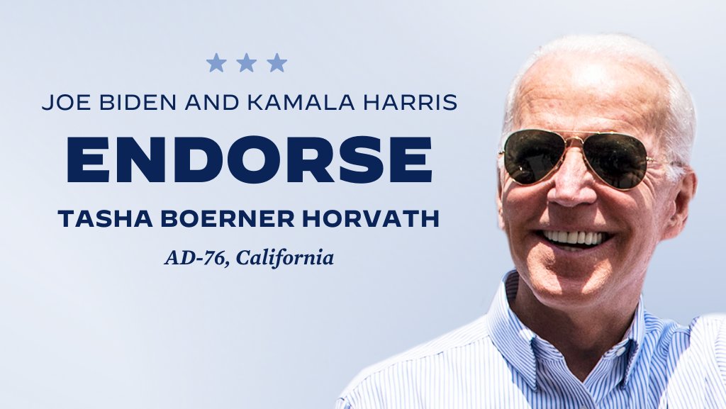 BREAKING: @JoeBiden and @KamalaHarris have officially endorsed my campaign for Assembly! Vice President Biden and Senator Harris know that we can’t just win the White House--we need to win seats up and down the ballot. On to November and vote early!