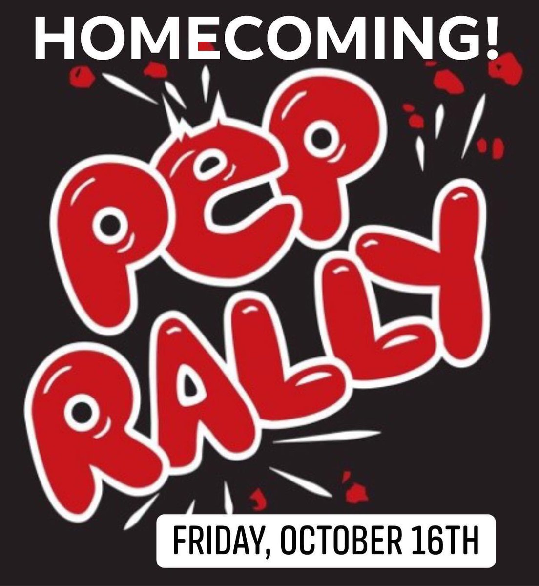 This years HOMECOMING PEP RALLY will be held at Cougar Stadium beginning at 12:45 PM.  Parents and visitors are being asked to park at the high school student parking lot and to please sit in the middle section of the home stands.  Wear your red and black and come ready to cheer!