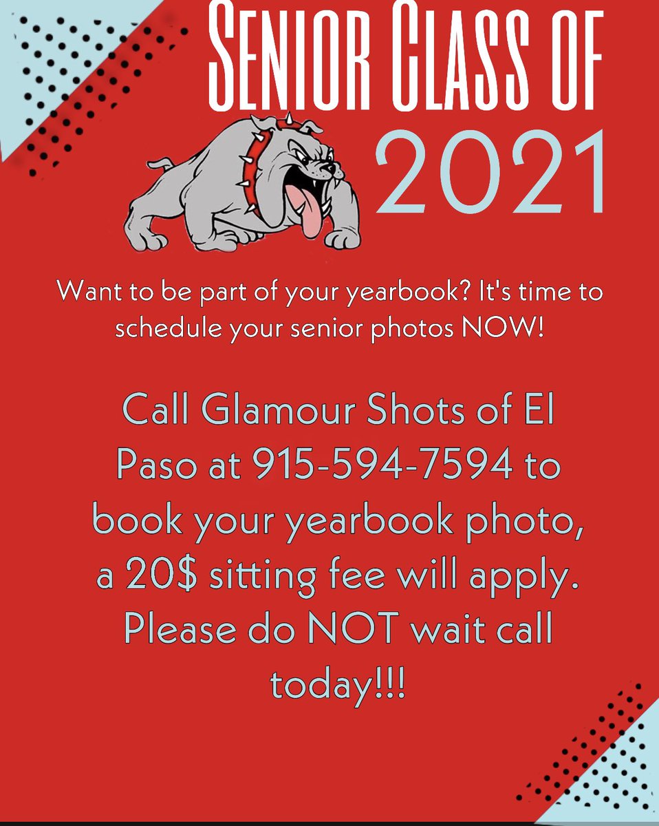 socorrohs21's tweet photo. Hey seniors!!! Want to be part of your yearbook? Call Glamour Shots today to book your appointment. Don't miss the opportunity to be part of your class photos! They are open and taking photos now. Info displayed above! 📸 🐾  @mnperales https://t.co/g9xy0DhJNV