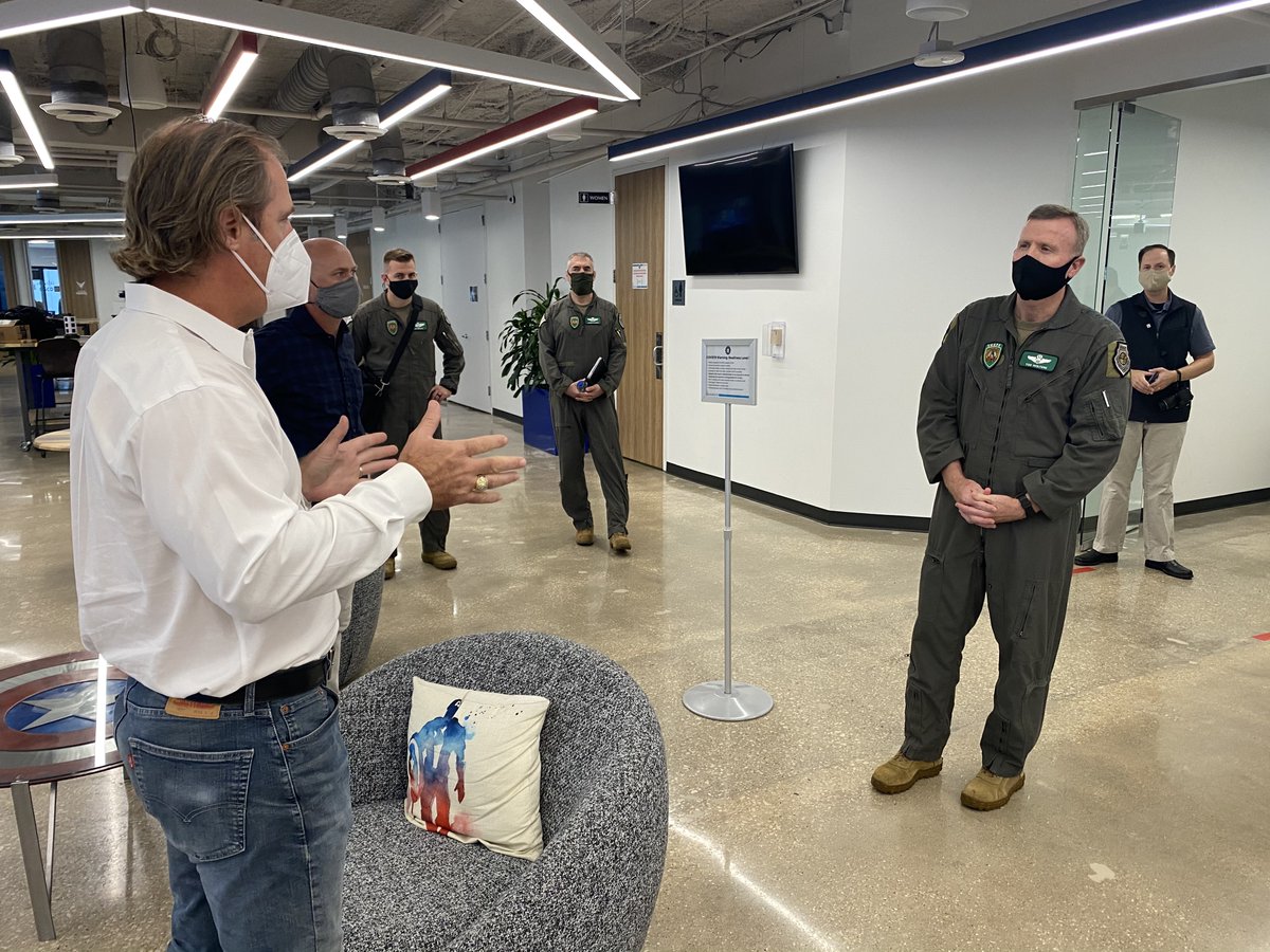 Masked up and six feet away, sharing the vision for DevOps to the Edge with General Tod Wolters, Commander of SHAPE. Rethinking the technical integration of #NATO to enable every partner to bring their unique capabilities is fascinating. <a href="/CapitalFactory/">Capital Factory ⚙️</a> <a href="/JoshuaBaer/">Joshua Baer ⚙️</a>