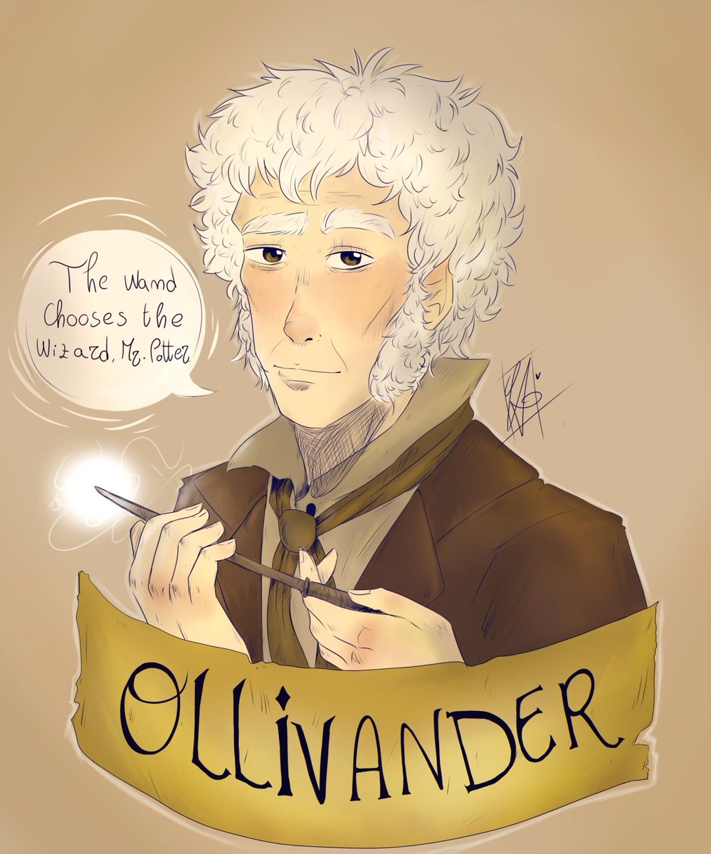 𝑮𝒂𝒓𝒓𝒊𝒄𝒌 𝑶𝒍𝒍𝒊𝒗𝒂𝒏𝒅𝒆𝒓, he was widely considered the best wandmaker in the world and many famous wizards and witches bought their first wands from him(art by Clara on tumblr)
