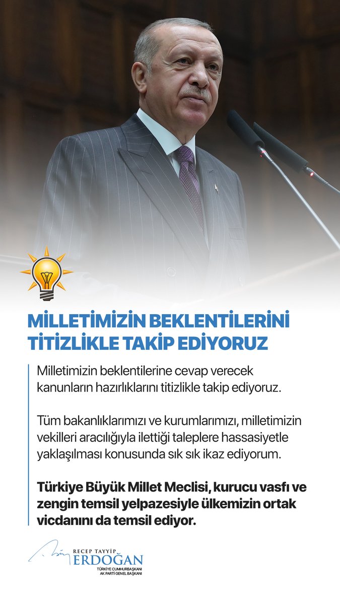 Milletimizin beklentilerine cevap verecek kanunların hazırlıklarını titizlikle takip ediyoruz.