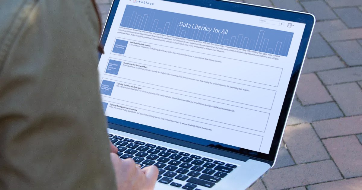 tableau's tweet image. We are beyond excited to announce the launch of Data Literacy for All—a free eLearning program that includes over five hours of training to help anyone learn foundational data skills. 📊 Learn more: tabsoft.co/3lH0oSj