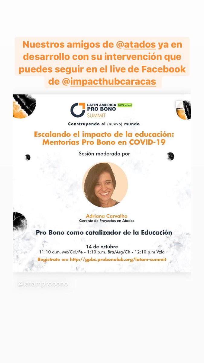No te pierdas el segundo día de ponencias de nuestro #LatamProBonoSummit con nuestros amigos de <a href="/AtadosBR/">Atados – Plataforma de Voluntariado</a> #WeLoveProBono <a href="/bmwfoundation/">BMW Foundation</a> sólo debes hacer click acá facebook.com/watch/?v=63328…