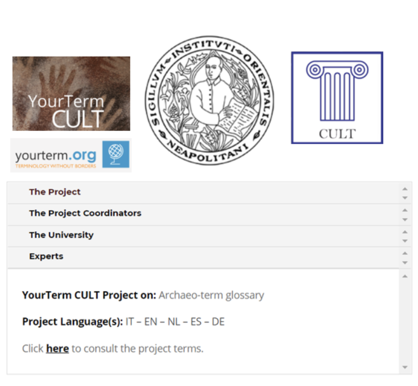 The Archaeo-Term Project: Multilingual Terminology in Archaeology  #clicit2020 🥳🥂. The main aim of the project is to improve the access to archaeological data in various formats and languages. 
#YourTermCULT  #Terminology without Borders: yourterm.org <a href="/desertiedemoni/">Maria Pia di Buono</a>