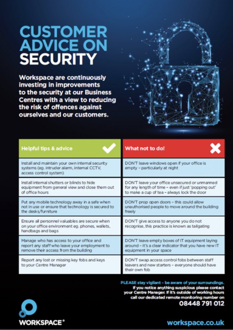 Check out some of our advices on how to keep your office and the building #safe. ⛔️