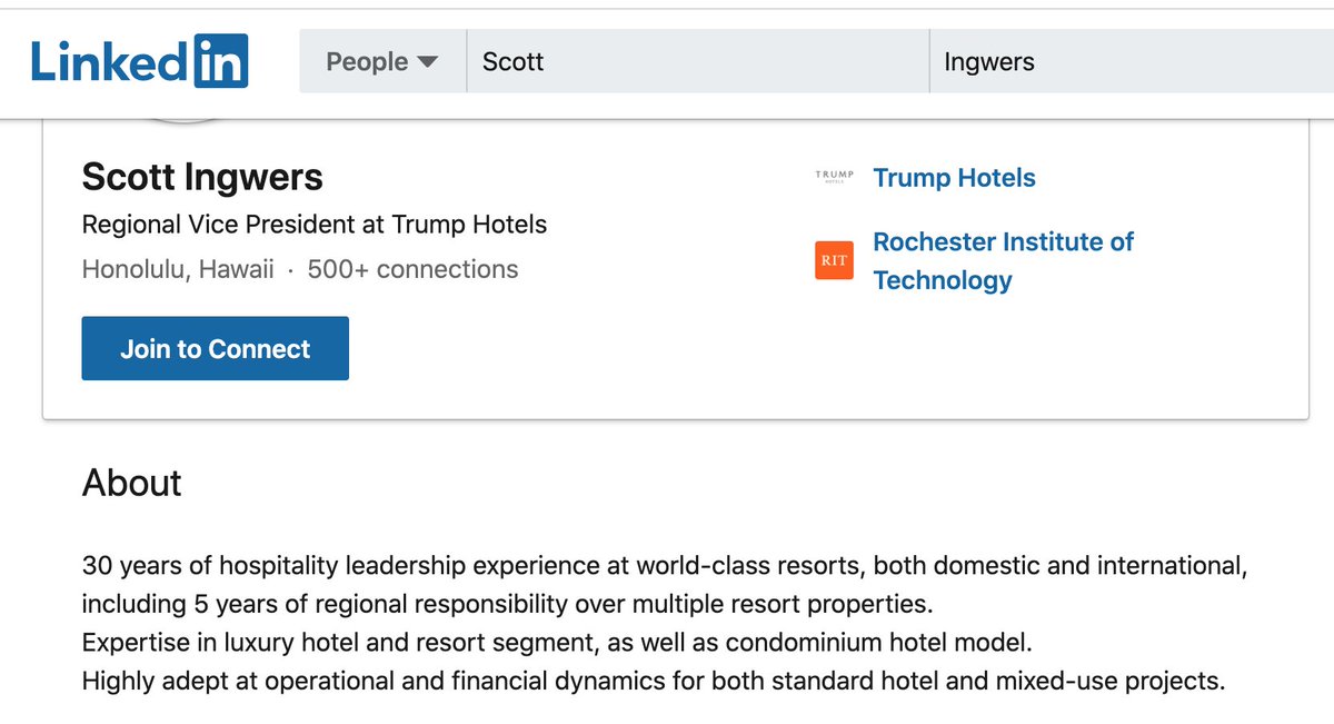 (possible partial explanation - as several folks have pointed out, there is a Trump Hotels executive with the same name as the empty account)