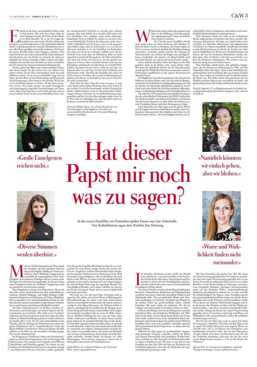 Klartext-Katholikinnen: <a href="/YouDidinVienna/">Judith</a> @MmeSurvivante <a href="/sr_philippa/">Sr. Philippa</a> @DanielaOrdowski