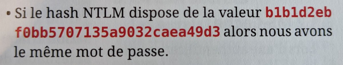 NTLM("Ch0n!") = b1b1d2ebf0bb5707135a9032caea49d3

Pas très prudent de publier ton mot de passe dans MISC <a href="/_ACKNAK_/">_ACKNAK_</a> , d'autres s'en sont déjà mordus les doigts 😅 news0ft.blogspot.com/2015/02/securi…