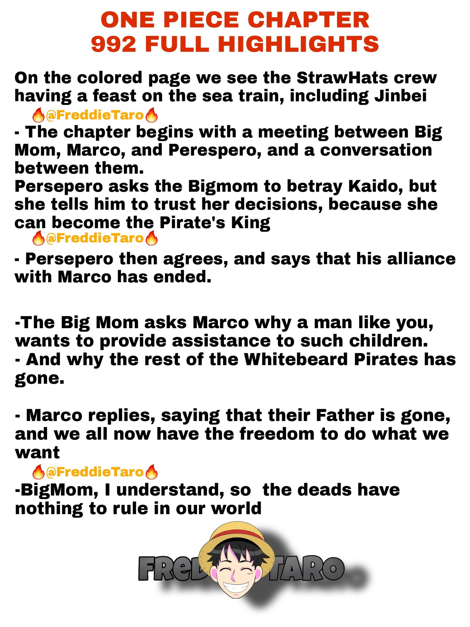 Freddietaro Onepiece992 Onepiecespoilers One Piece Chapter 992 Spoilers Full Highlights 100 Confirmed Hope That Y All Enjoy Reading Lt 3 T Co Yimmctbkjr Twitter