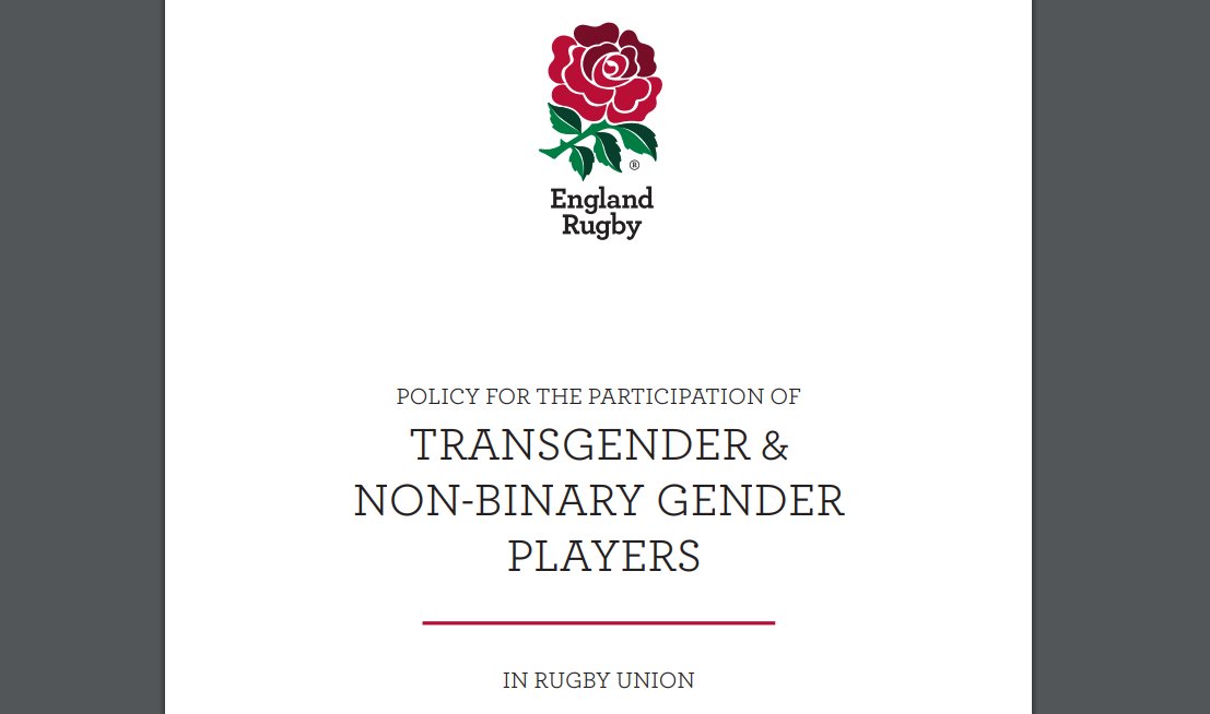The  @EnglandRugby trans policy is not going to change despite the  @WorldRugby recommendations that existing policies are not fit for purpose. Let's take a look at the  @EnglandRugby policy /1