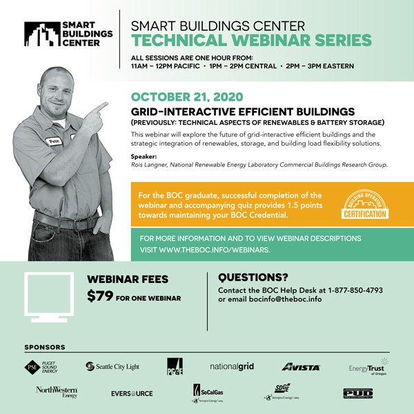 SBC_PacTower's tweet image. Join us for the final 2020 SBC Technical Webinar on Oct 21st as we learn about #GridInteractiveEfficientBuildings from Rois Langner w/ the @NREL Commercial Buildings Research Group! #renewables #storage #loadflexibility #buildingoperations lnkd.in/gwDH7Yt