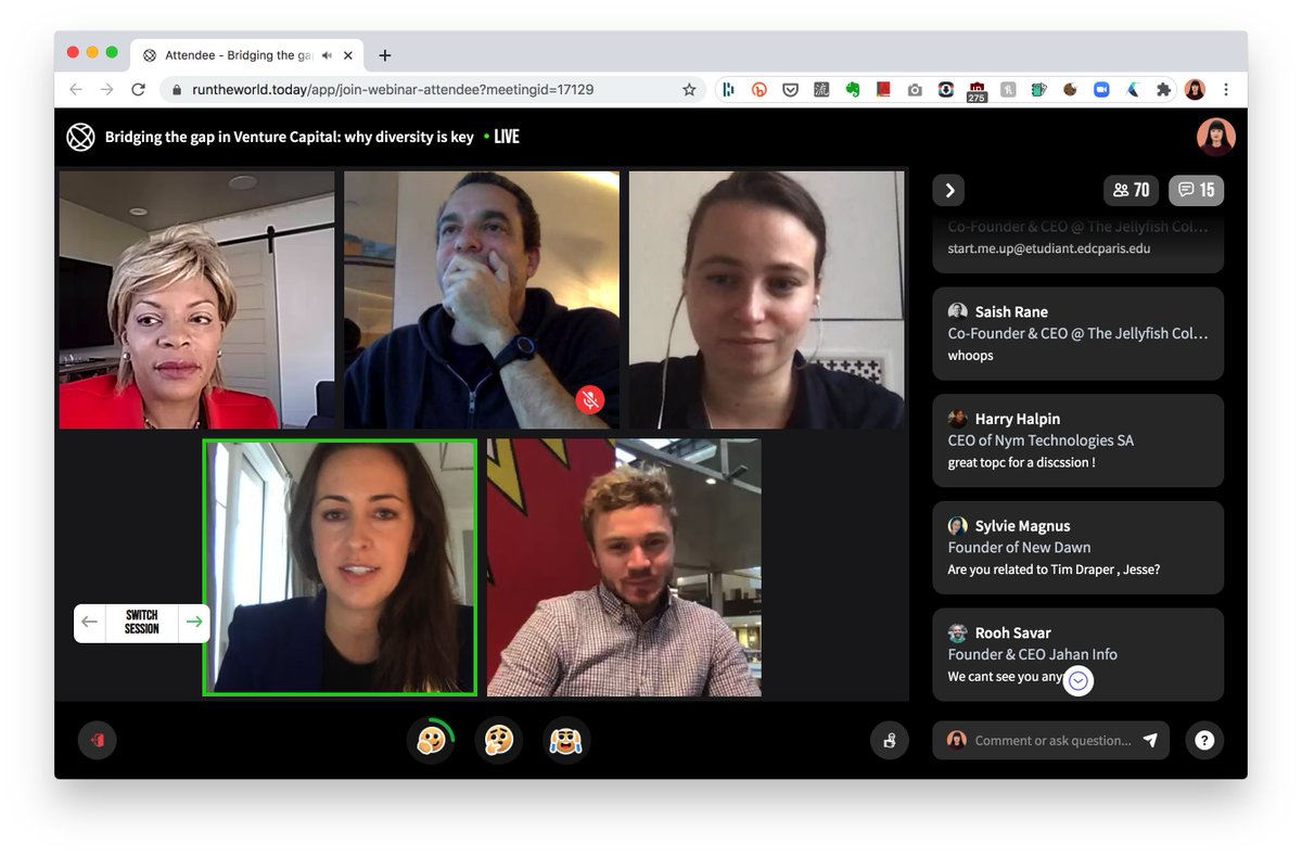 joinstationf's tweet photo. #FForFuture How can we make VC funding more diverse and accessible? (intros = privilege!)
We discuss bridging the gap in VC with @JesseDraper of @HalogenVC, Paula Groves of @impactxcapital , @slm_juliette of Ground Floor Ventures, and @cape of @localglobevc with @GwenSalley πΈ https://t.co/UVGx178wQ8