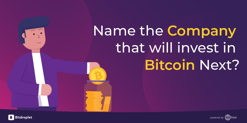 bitdroplet's tweet photo. MNC Companies like Square &amp; Voyager are investing in #Bitcoin! Which company you think will invest next? 

#HappyInvestorWeek #TheFutureOfInvestmentIsHere &amp; it's #Bitdroplet https://t.co/PYsAOguFj4
