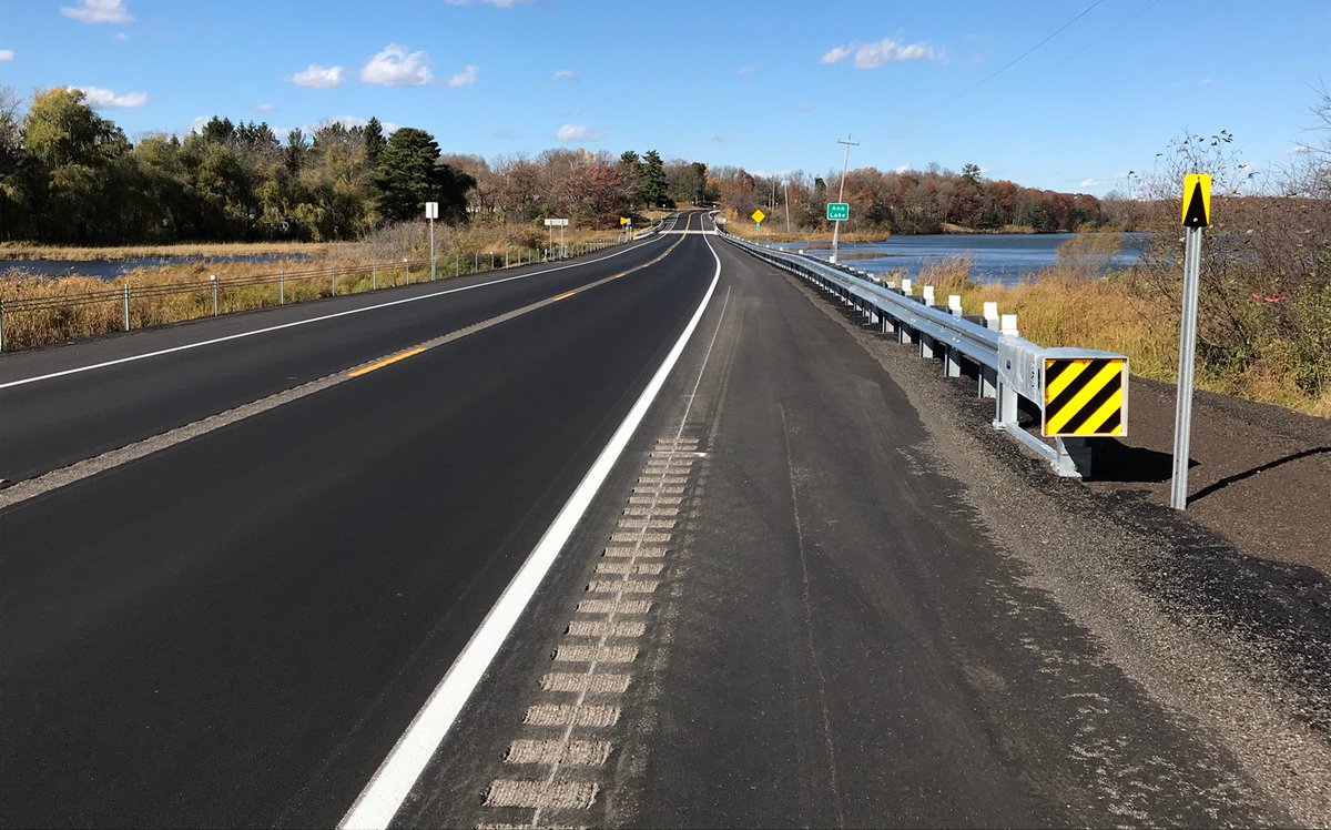 📣Good News!🟩 Hwy 47 open, detour lifts Isle to Ogilvie! All 22 miles of new road, two bridges, new turn/bypass accesses and 40 new pipes for improved road drainage. Thank you for your patience with this six month project in #Kanabec, Mille Lacs counties! mndot.gov/d3/projects/h4…