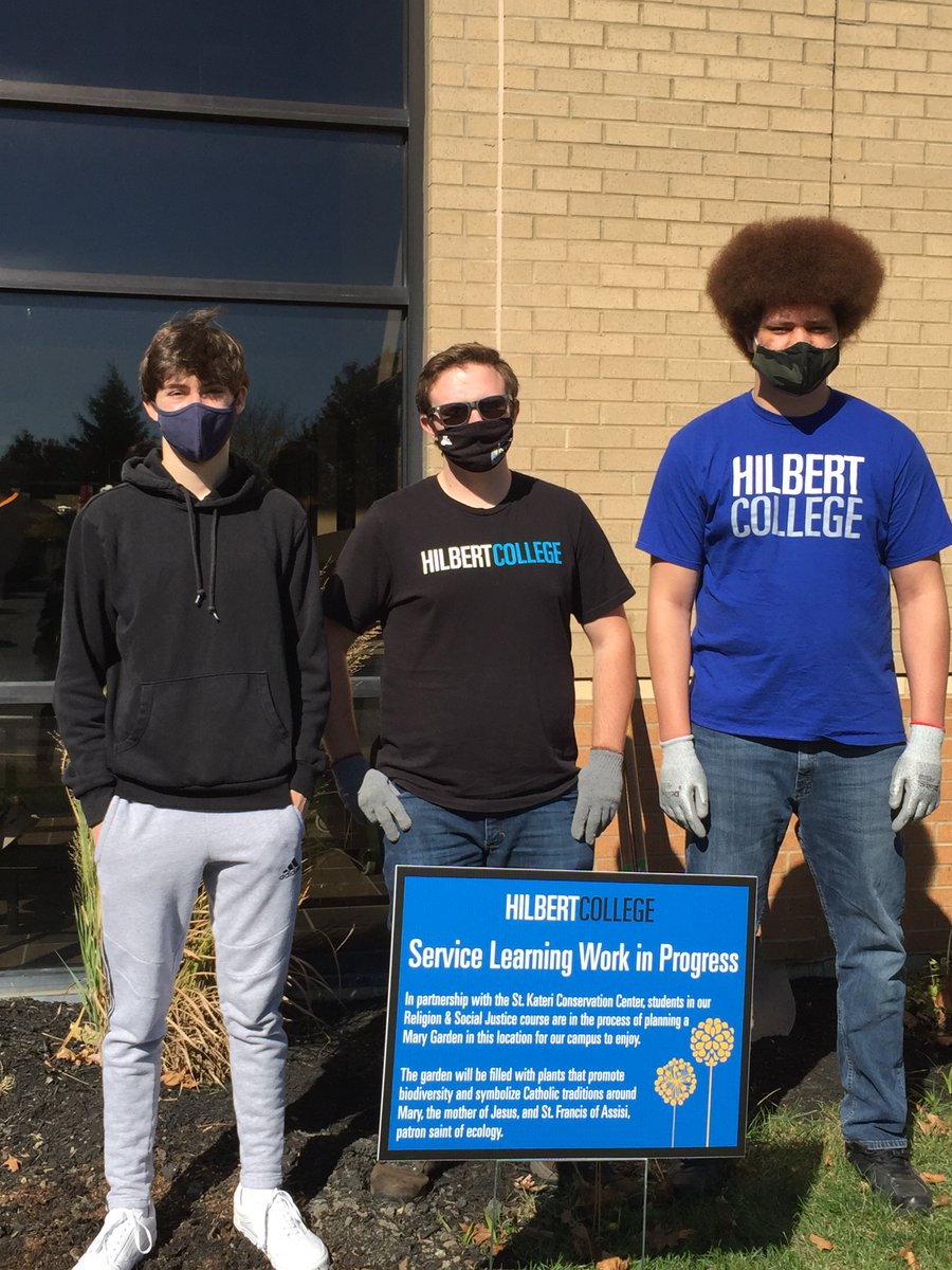 hilbertreligion's tweet photo. And so it begins! @HilbertCollege students prepare the soil for our #MaryGarden service project. #TheHilbertDifference #CareForCreation @SaintKateriCtr https://t.co/4PYOun6Un7