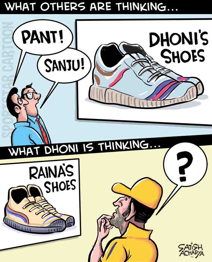 Who'll fill Dhoni's shoes? #Dhoni #CSK #Sportoon @sportstarweb cartoon.