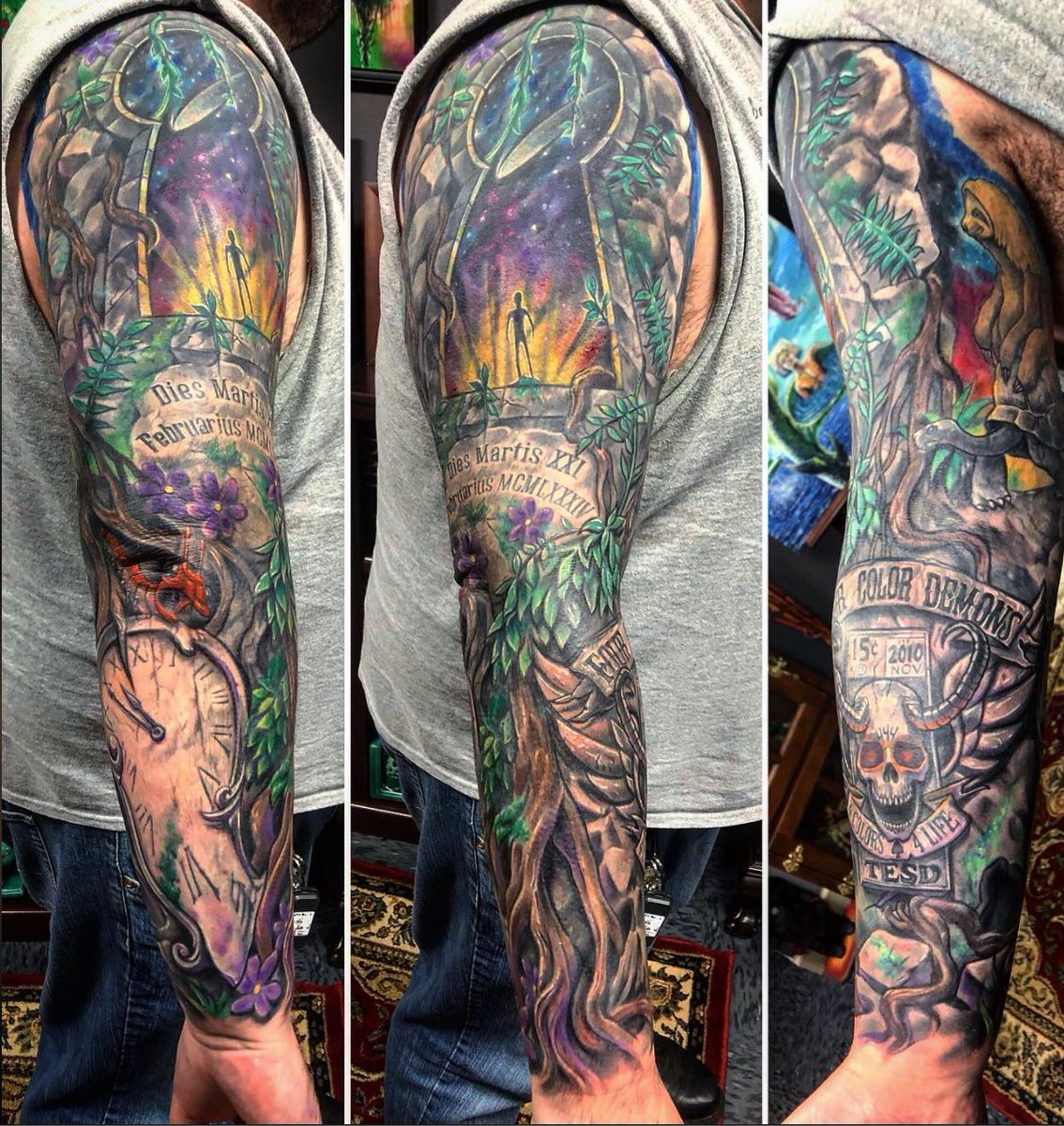 80+ hours in the chair around a year. Taken a few visits before the final visit & I would still like to go back for another highlighting layer. In my mind forever, got it out! #tattoo #Tattoos #antplazatattooartist #fullsleevetattoo #fullsleeve #tattoosleeve #keyhole #ctink #tesd