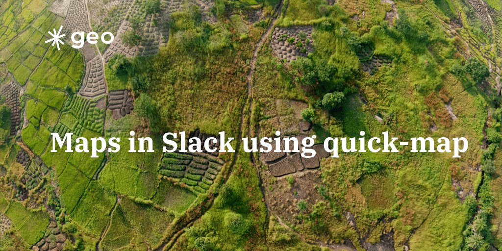 From <a href="/sparkgeo/">Sparkgeo</a> | Sometimes a map needs a conversation; sometimes a conversation needs a map. With quick-map, you can create a map right in #Slack. sparkgeo.com/blog/maps-in-s…