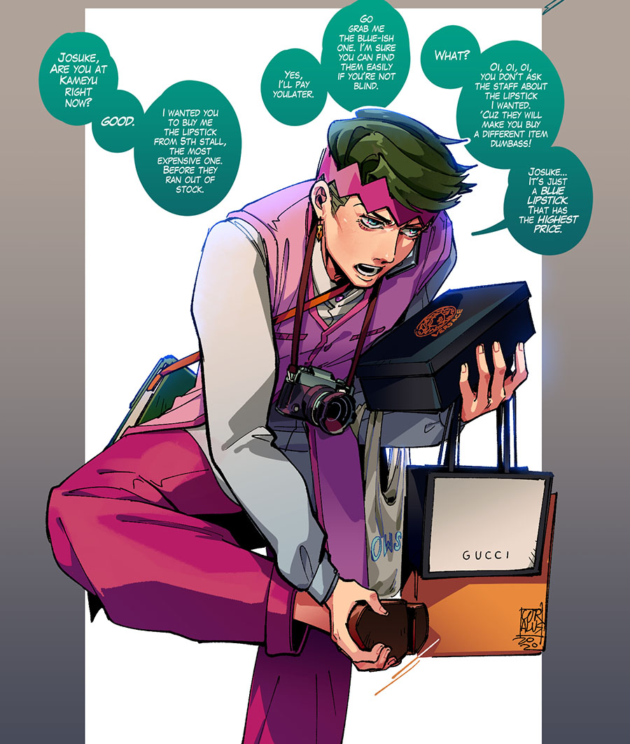 Shopaholic Rohan feat. Josuke, the shopping helper. 