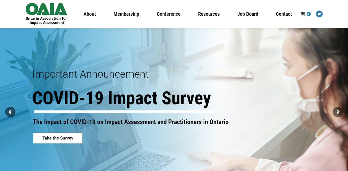 We've been working with <a href="/OA_ImpactAssess/">OAIA</a> to collect information on how COVID-19 has affected the impact assessment community.  In lieu of their normal conference, this year OAIA will host a series of webinars. Visit oaia.on.ca to learn more.

#COVID #webinar #website