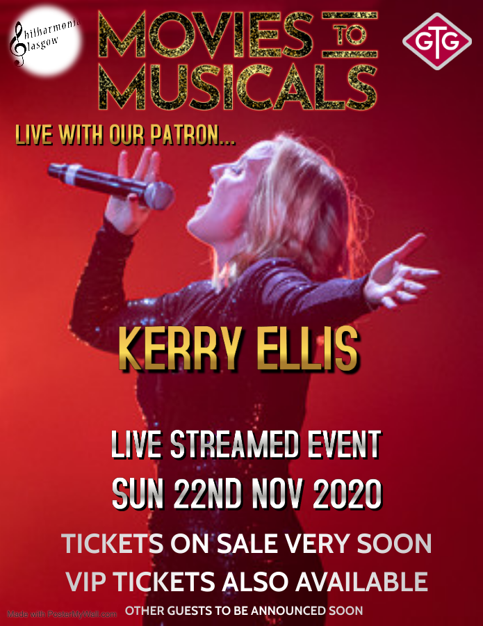 MoviestoMusicals (@moviestomusica1) on Twitter photo STOP THE PRESS!
<a href="/kerryjaneellis1/">Kerry Ellis</a> will be joining the <a href="/GlasgowPhil/">Glasgow Philharmonia</a> on Sunday 22nd November for our Live Streamed Event!!
Tickets will be on sale very soon and other guest artists to be announced!
<a href="/westendwilma/">West End Wilma</a> <a href="/West_End_Frame/">West End Frame</a> <a href="/westendproducer/">westendproducer</a> <a href="/WICKED_Musical/">Wicked the Musical</a> <a href="/TheatreSpy/">Musical Theatre News</a> STOP THE PRESS!
<a href="/kerryjaneellis1/">Kerry Ellis</a> will be joining the <a href="/GlasgowPhil/">Glasgow Philharmonia</a> on Sunday 22nd November for our Live Streamed Event!!
Tickets will be on sale very soon and other guest artists to be announced!
<a href="/westendwilma/">West End Wilma</a> <a href="/West_End_Frame/">West End Frame</a> <a href="/westendproducer/">westendproducer</a> <a href="/WICKED_Musical/">Wicked the Musical</a> <a href="/TheatreSpy/">Musical Theatre News</a>