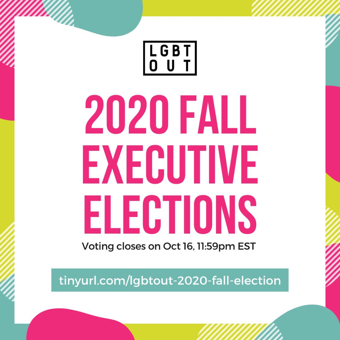 LGBTOUT Fall Elections for 2020-21 begin voting today - your vote matters!!! 🗳

For each position, please rank your preferred candidates with 1 being the most preferred. You may also opt out of ranking a candidate by abstaining.

Link: tinyurl.com/lgbtout-2020-f…