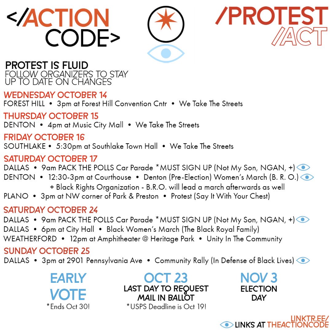 theactioncode's tweet image. DFW- updated 10/14

Links here:
linktr.ee/theactioncode