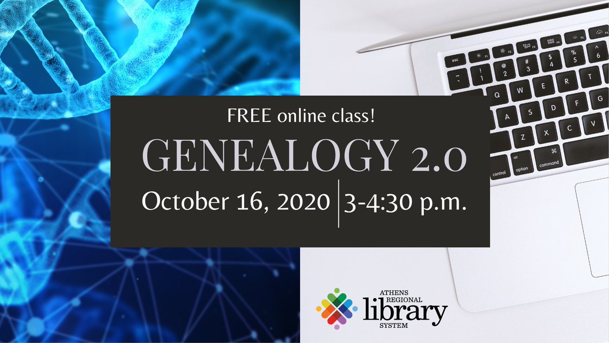 Join the Heritage Room online on Friday, Oct. 16, 3-4:30 pm for Genealogy 2.0! Learn how to get started on your #FamilyHistory research project! Sign up now for our free online Google Meet class at ow.ly/K5cf50BSz64 #genealogy #AthensHistory #EngagingCommunities