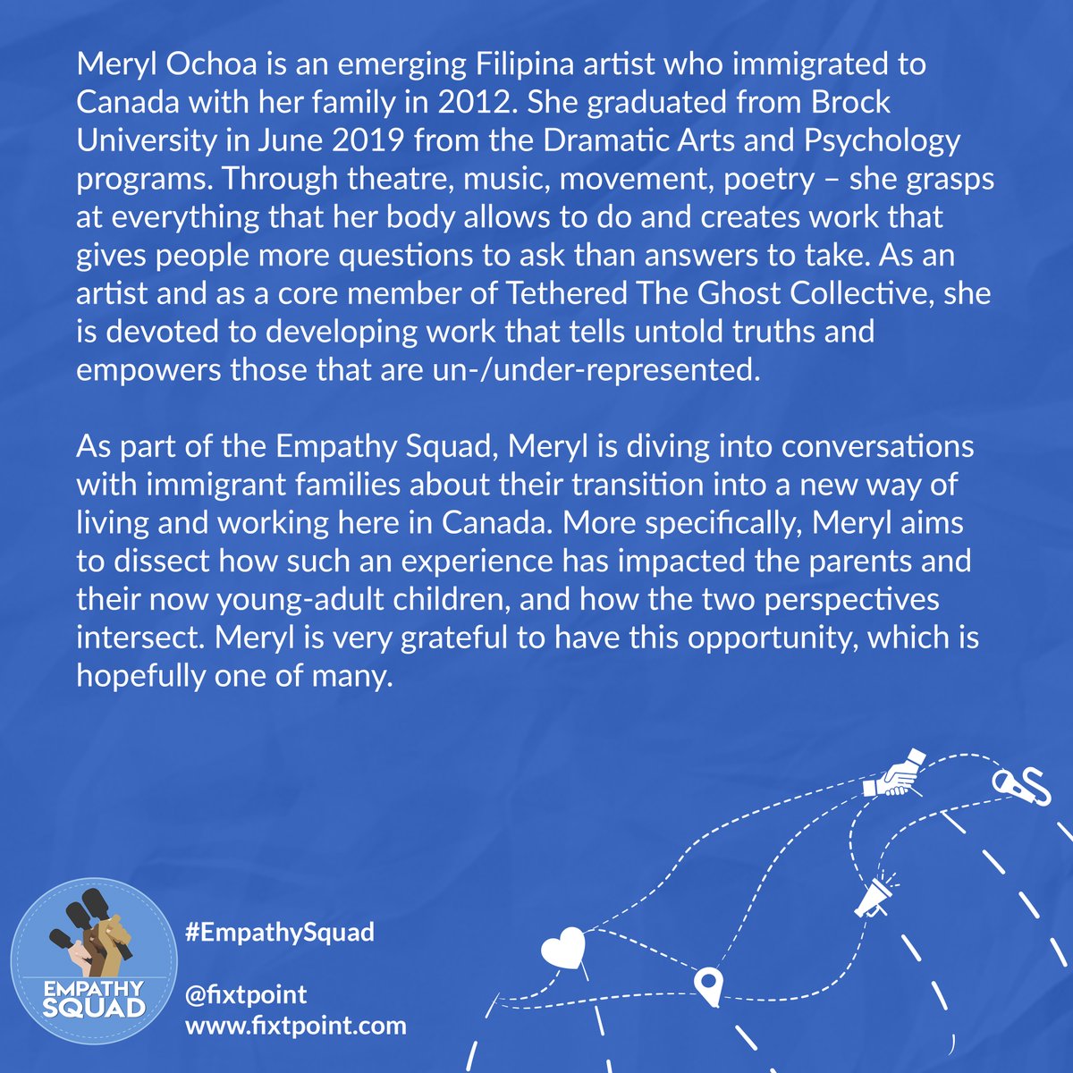 FIXTPOINT's tweet photo. Next up from the #EmpathySquad is @meryldianne!
This opportunity was made possibly by the Government of Canada under the Canada Service Corps program #LeadersToday #CanadaServiceCorps https://t.co/Y6OQCidn35