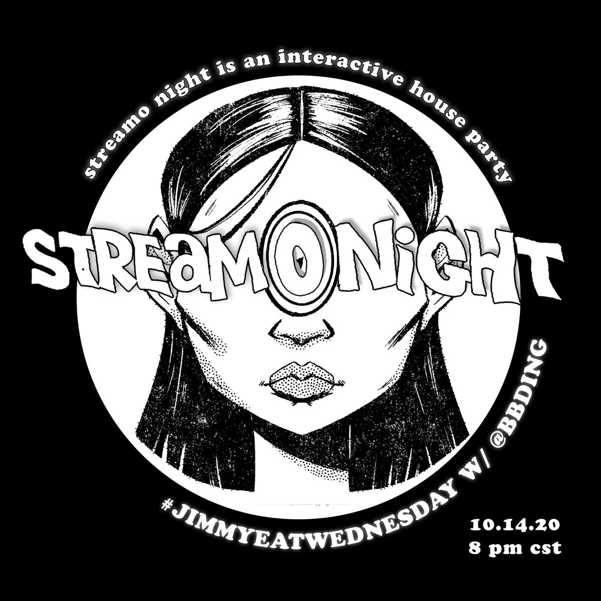 streamonight's tweet image. hayy y’all 🎃 #jimmyeatwednesday is live tonite @ 8pm CT on streamonight.com ft a pop punk/emo set by @heybbding 🧛🏼‍♂️ who else is watching twilight to pregame?

How to JOIN via site: Click the “join” button &amp;amp; turn ur cam on via Zoom - or just hit “watch” to view the party!