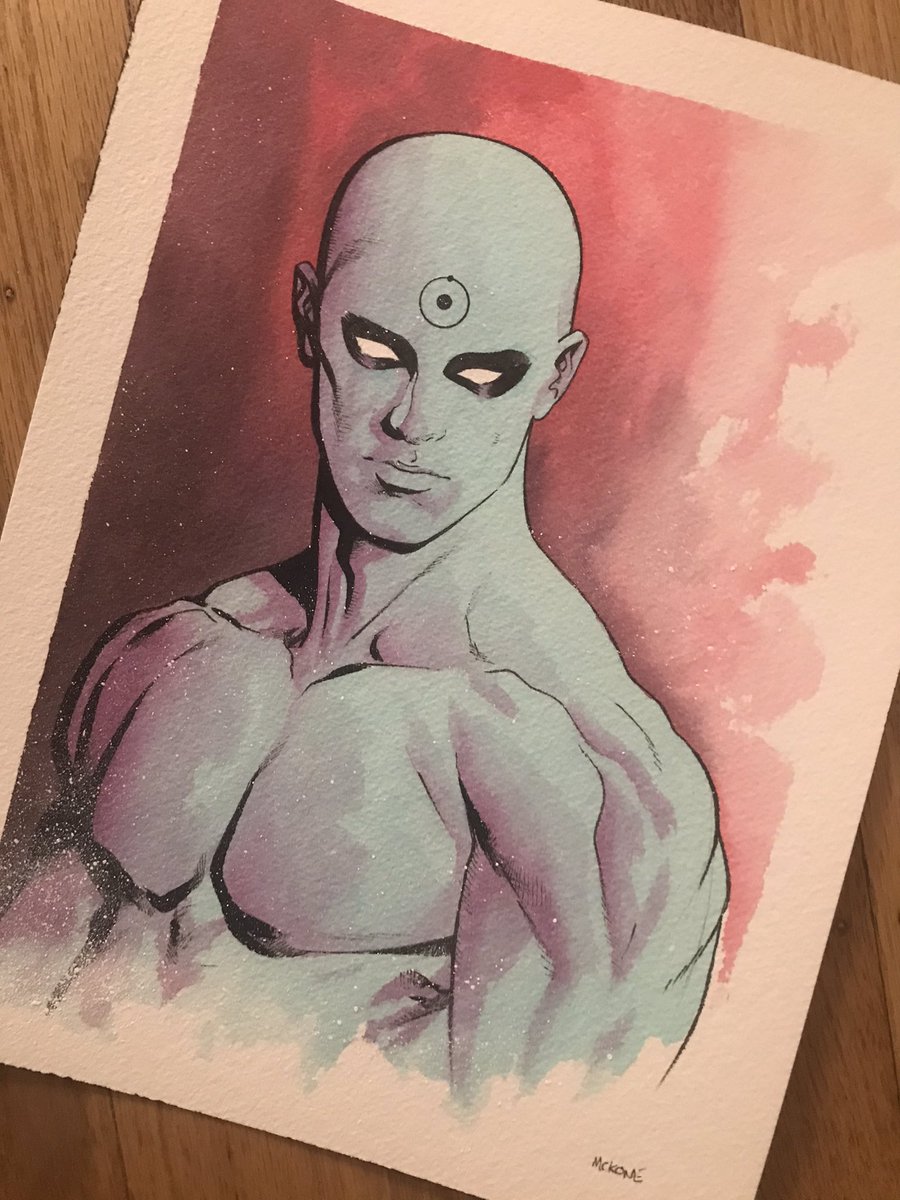 Doctor Manhattan 

All 99 of these busts will be on sale next Wednesday at 12.00PM PTZ at tdartgallery.com/ArtistGalleryR…

#doctormanhattan #mooreandgibbons #watercolor #99orbust #mckone
