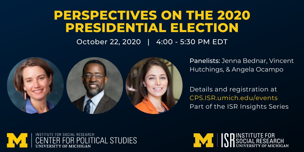 Event flyer for Perspectives on the 2020 Presidential Election. October 22, 2020 at 4 pm Eastern