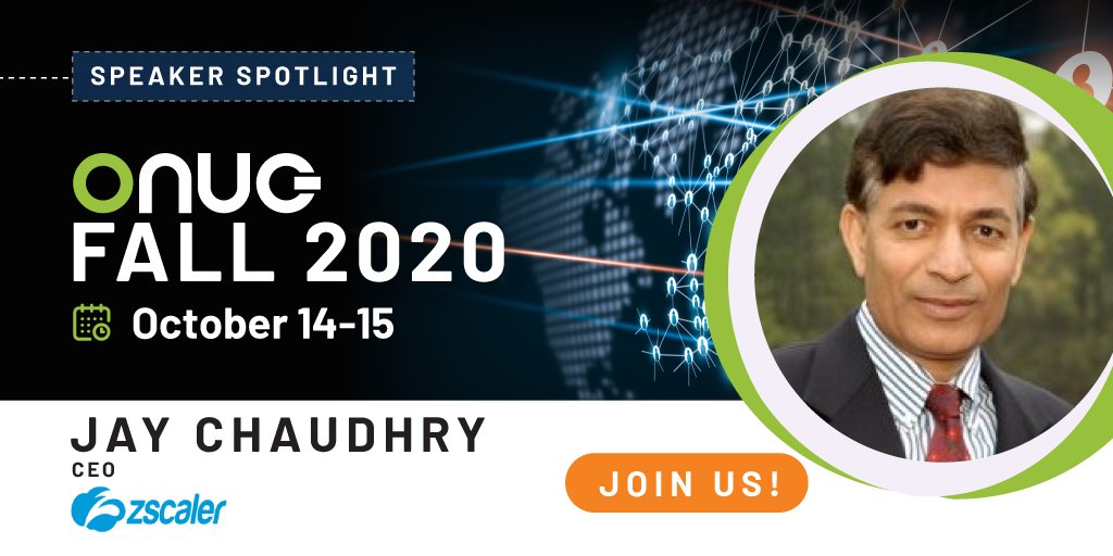 zscaler's tweet photo. We’re a virtual sponsor and speaker at #ONUGFall20!
Don’t miss our keynote on Oct 15. Our CEO will chat with Craig Williams, CIO of @Ciena about their successful digital transformation journey.
Get your free pass: https://t.co/0isWb5O3xt https://t.co/u9AZypcvyi