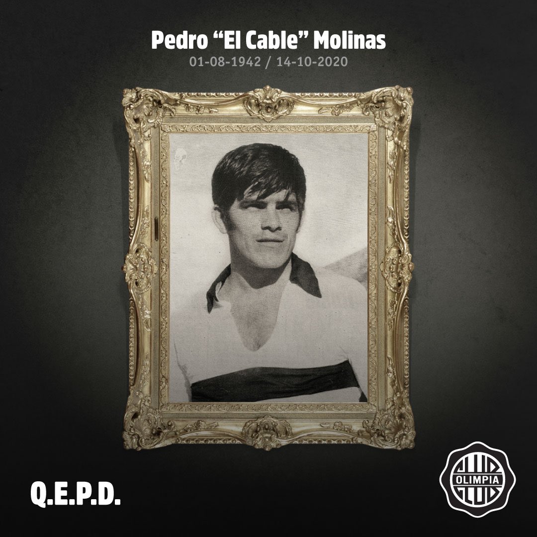 Hoy tenemos que decir adiós a una de las estrellas del Club Olimpia. ◾️

Te recordaremos sí, en el gramado donde brillaste querido Cable, pero también ahí, al costado de las alambradas, alentando desde tu silla a tu querido #Olimpia.

¡Luz eterna Pedro “Cable” Molinas!⭐️