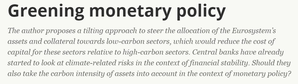 Far from following a minimalist approach to market neutrality, by accepting and purchasing a variety of private sector assets through its monetary operations the ECB conducts credit operations with the private sector to foster economic growth. 8/thread https://www.bruegel.org/2019/02/greening-monetary-policy/