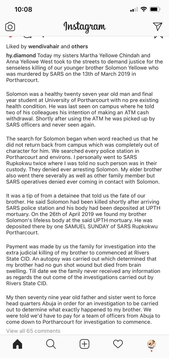 bisiolabode's tweet image. Someone’s ordeal.

The pain that families have been put through by SARS is unthinkable.

#SWATMUSTENDNOW 
#EndPoliceBrutalityinNigeria