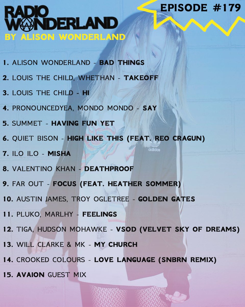 RdioWonderland's tweet photo. RADIO WONDERLAND #179 is streaming w/ @awonderland 💜

This week, we have a special guest mix from @AVAIONOfficial &amp; music feat. @LouisTheChild @pronouncedyea @summetmusic @thequietbison @ValentinoKhan @FarOut_Official @AustinJamesDJ @SNBRNMUSIC + more! 

https://t.co/g8AtVqVySL https://t.co/hcUgDM3URy