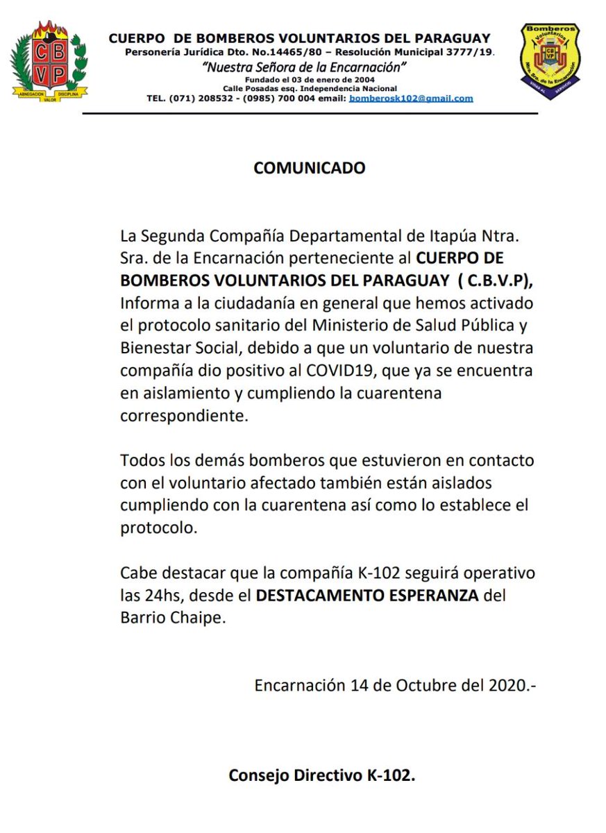 Comunicado institucional