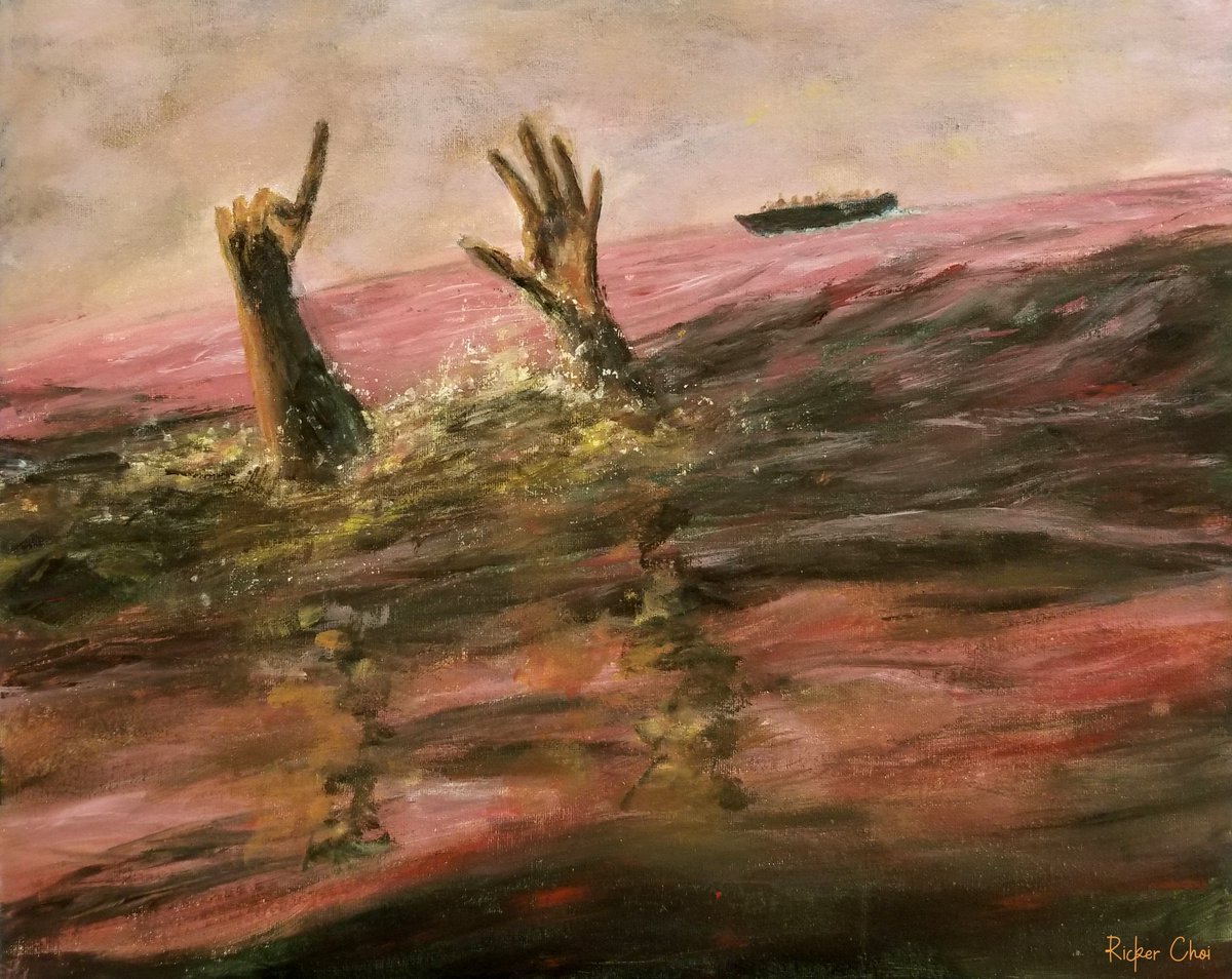 Save 12 HK Youth, Acrylic painting by Ricker Choi, 16"x20"  #12港人 #Save12HKYouth #釋放十二 #CCPJudgmentDay #光復香港時代革命 #FreeHongKong #StandWithHongKong 
#香港加油   #五大訴求缺一不可 #fivedemands #FiveDemandsNotOneLess #StandwithHK